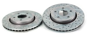 Jeep Grand Cherokee Brake Rotors (2) - Front - Baer Brakes - Claw Performance Rotors, Slot & Drilled - Zinc-Plated - `05-`10